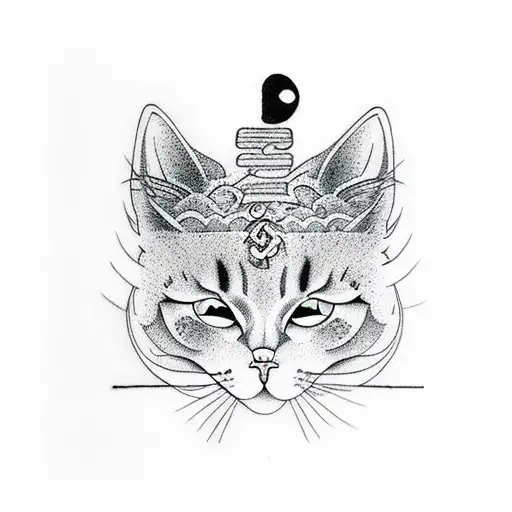 Cat with Math Symbols tattoo design idea