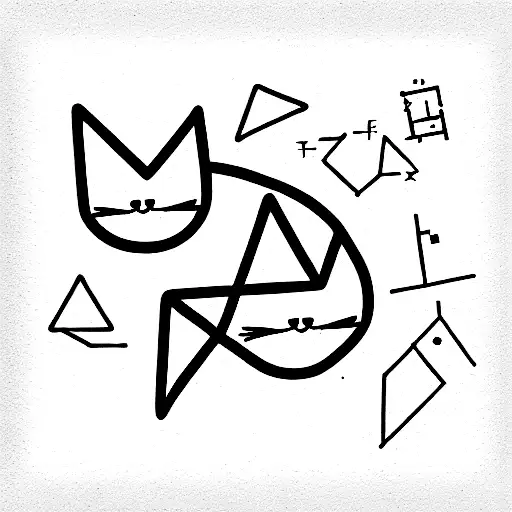 Cat with Math Symbols tattoo design idea