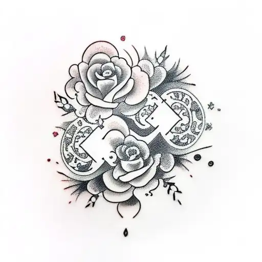 galaxy and roses tattoo design idea