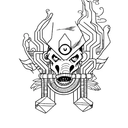 Incorporate imagery from Cage the Elephant's album art into an anime-inspired tattoo tattoo design idea