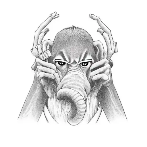 Incorporate imagery from Cage the Elephant's album art into an anime-inspired tattoo tattoo design idea