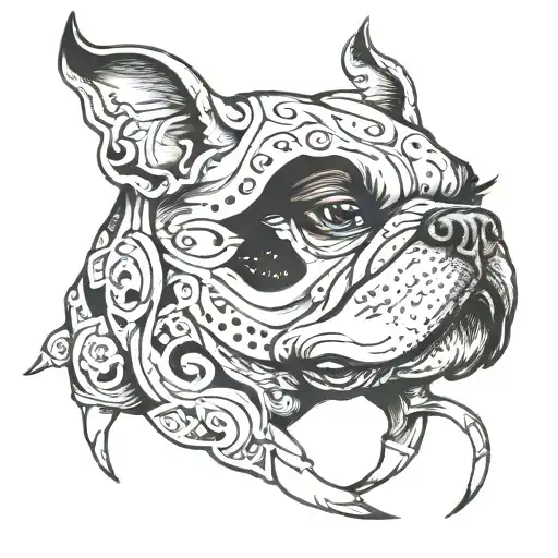 ring of spike bull dog tattoo design idea