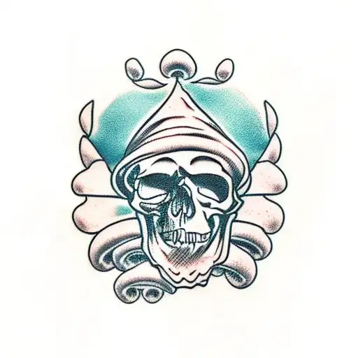 skull and mushrooms tattoo design idea