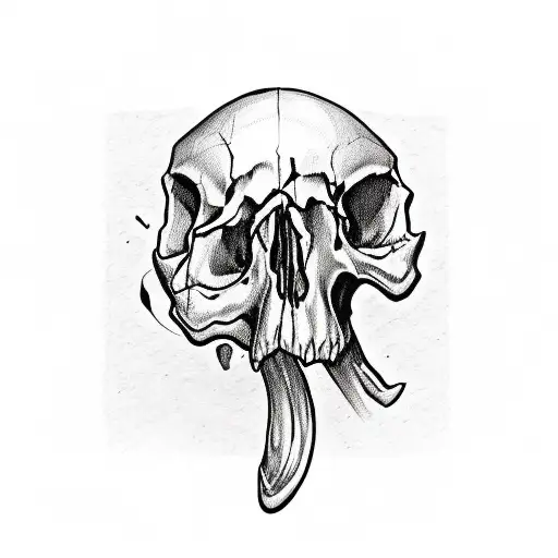 skull with ribbond through eye socket and mouth tattoo design idea