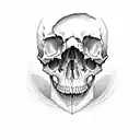 skull with ribbond through eye socket and mouth tattoo design idea