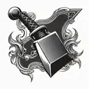 Tattoo template for the back of the hand. Thor's hammer in black and white in a classic style tattoo design idea