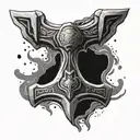 Tattoo template for the back of the hand. Thor's hammer in black and white in a classic style tattoo design idea