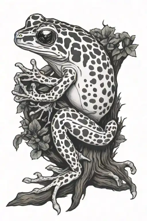 poison dart frog  on tree tattoo design idea