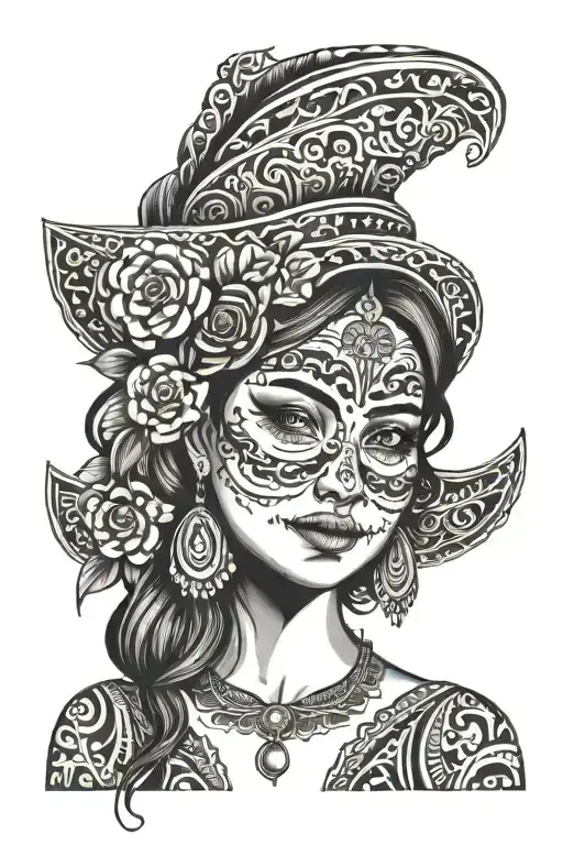 Mexican girl tattoo design idea