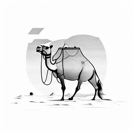 Camel in the desert tattoo design idea