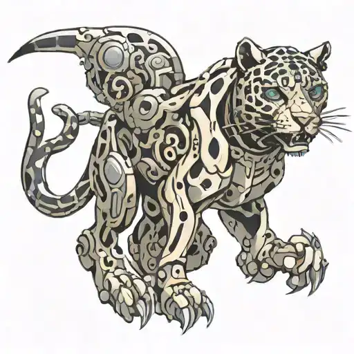 mechanical jaguar tattoo design idea