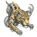 mechanical jaguar tattoo design idea