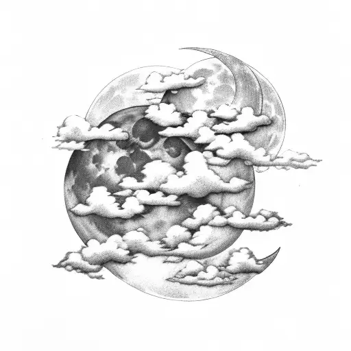 clouds moon tattoo design idea