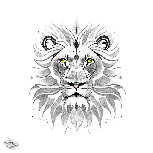 half lion half "light" symmetrical tattoo  tattoo design idea