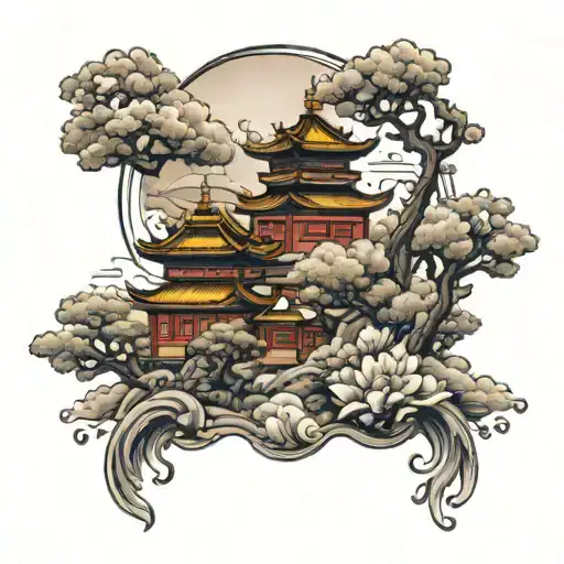 gong hong kong skyline tattoo design idea