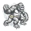 king kong playing together tattoo design idea