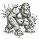 king kong playing together tattoo design idea