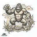 king kong playing together tattoo design idea