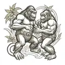 king kong playing together tattoo design idea