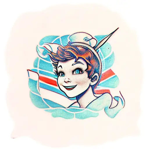 peter pan in wendy's window overlooking london   tattoo design idea