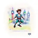 peter pan in wendy's window overlooking london   tattoo design idea