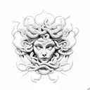 Medusa and flowers tattoo design idea