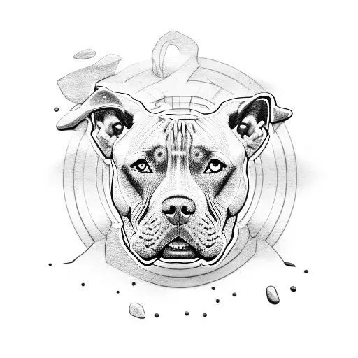 A tattoo of a pitbull wearing a rock band t-shirt tattoo design idea