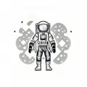 Astronaut exploring a futuristic cityscape tattoo design idea