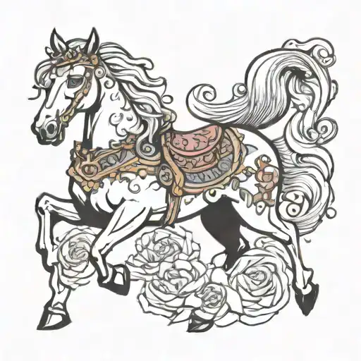 horse with princess tattoo design idea