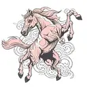 pastel pink horse jumping tattoo design idea