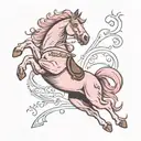 pastel pink horse jumping tattoo design idea