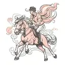 pastel pink horse jumping tattoo design idea