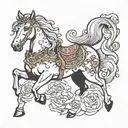 horse with princess tattoo design idea