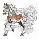 horse with princess tattoo design idea