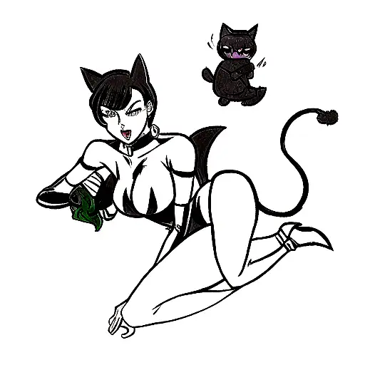 catwoman and posion ivy tattoo design idea