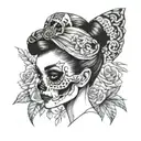 audrey hepburn skull face tattoo design idea