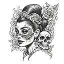 audrey hepburn skull face tattoo design idea