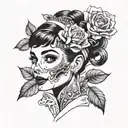 audrey hepburn skull face tattoo design idea