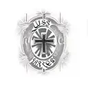 Jesus cross with Katie and Rango names in it  tattoo design idea