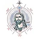 Jesus cross with Katie and Rango names in it  tattoo design idea