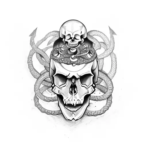 Skull snake tattoo design idea
