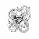 Skull snake tattoo design idea
