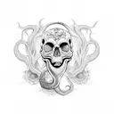 Skull snake tattoo design idea