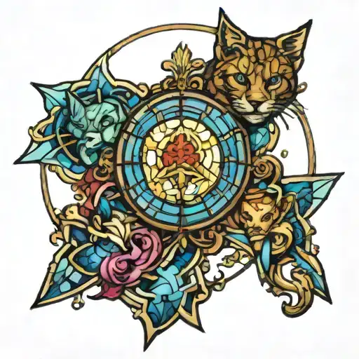 popular video games stain glass window tattoo design idea