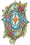 popular video games stain glass window tattoo design idea