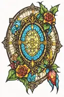 popular video games stain glass window tattoo design idea