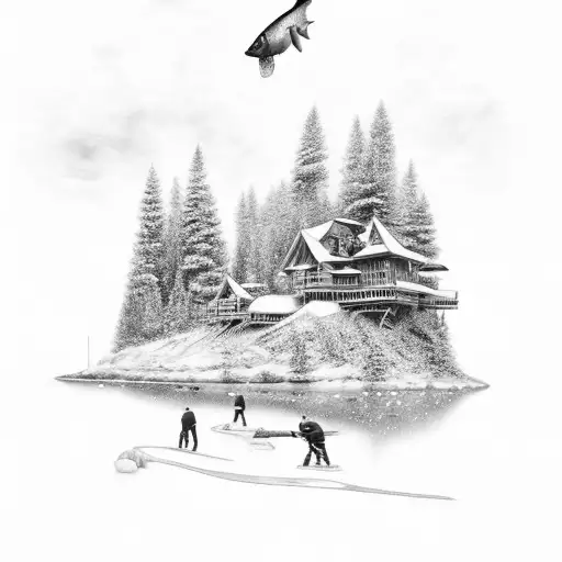 ice fishing tattoo design idea