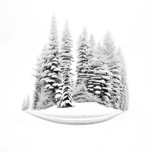 snowmobile, trees tattoo design idea