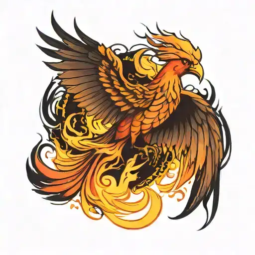 The phoenix bird is on fire tattoo design idea