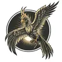  Phoenix in the rays of light in the frontal projection, with its wings open tattoo design idea